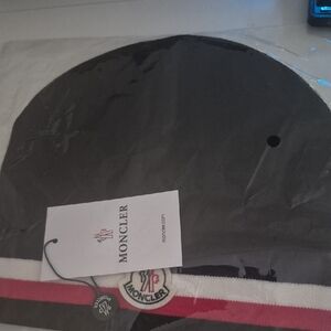 Moncler Black Hat with Red and White Accents